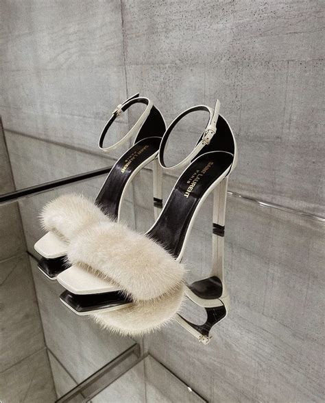 ysl heels logo|ysl fur heels.